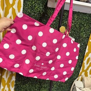 Kate Spade Fuchsia and White Polka Dot Tote